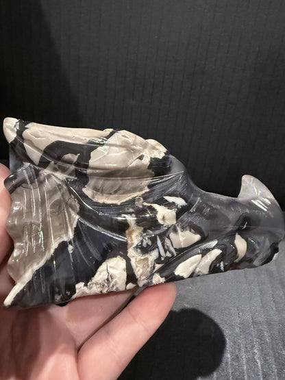 Volcano Agate Dragon Head | UV Reactive | 580g | 12.2 × 8cm