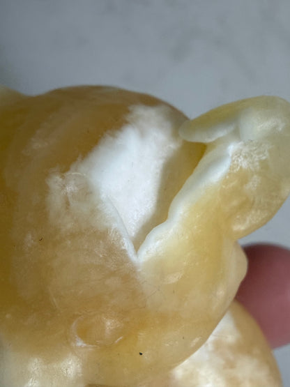 Orange Calcite Leopard Cub Carving – 6.2cm