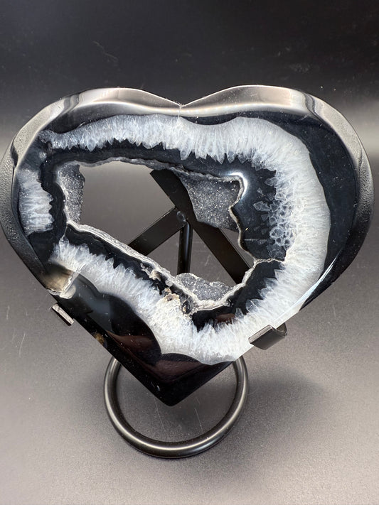 Druzy Black Agate Heart