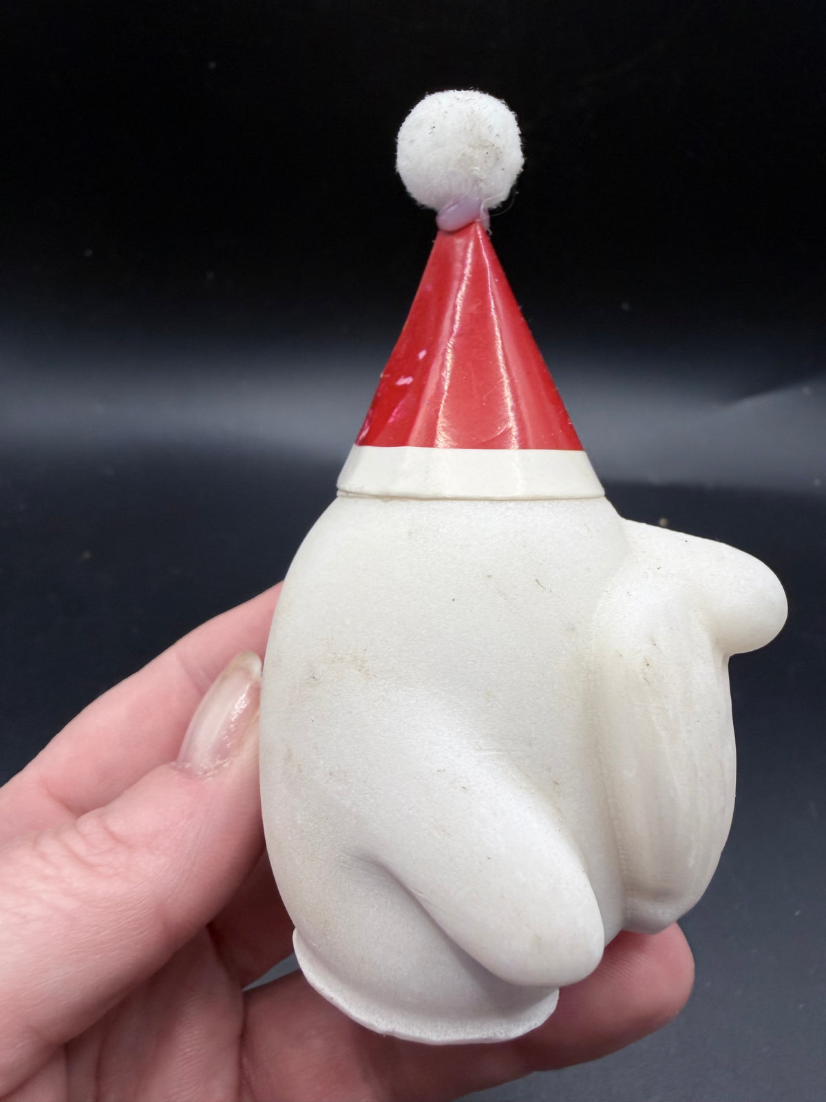 Christmas Gnome White Marble Carving with Santa Hat – 8 cm