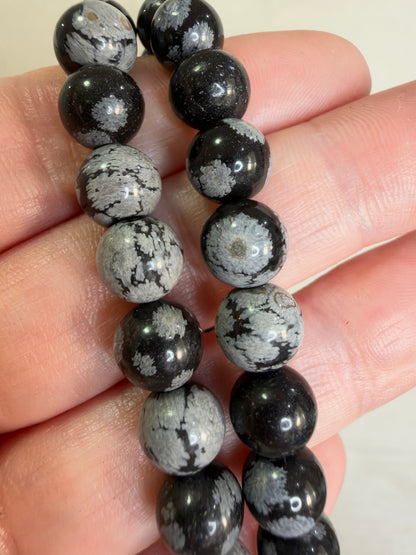 8mm Snowflake Obsidian Bracelet