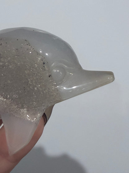 Agate Dolphin with Natural Druzy
