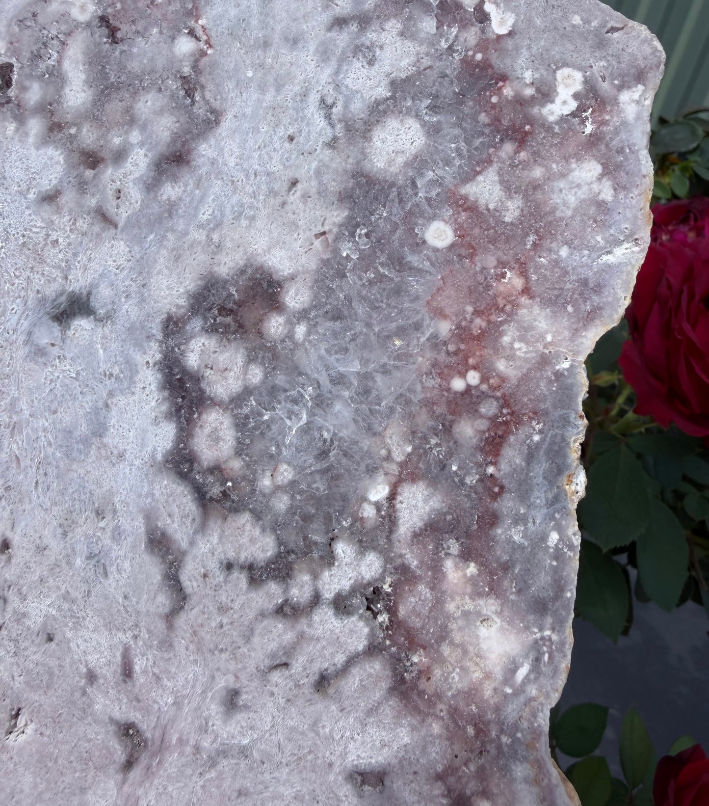 Large Botryoidal Pink Amethyst Druzy Slab on Stand – 3.2kg | 45cm Brazilian Statement Piece