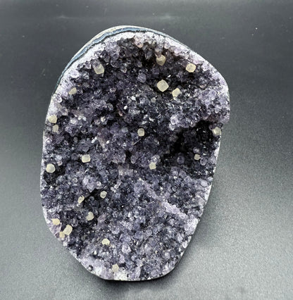 Black Amethyst with Calcite Cubes