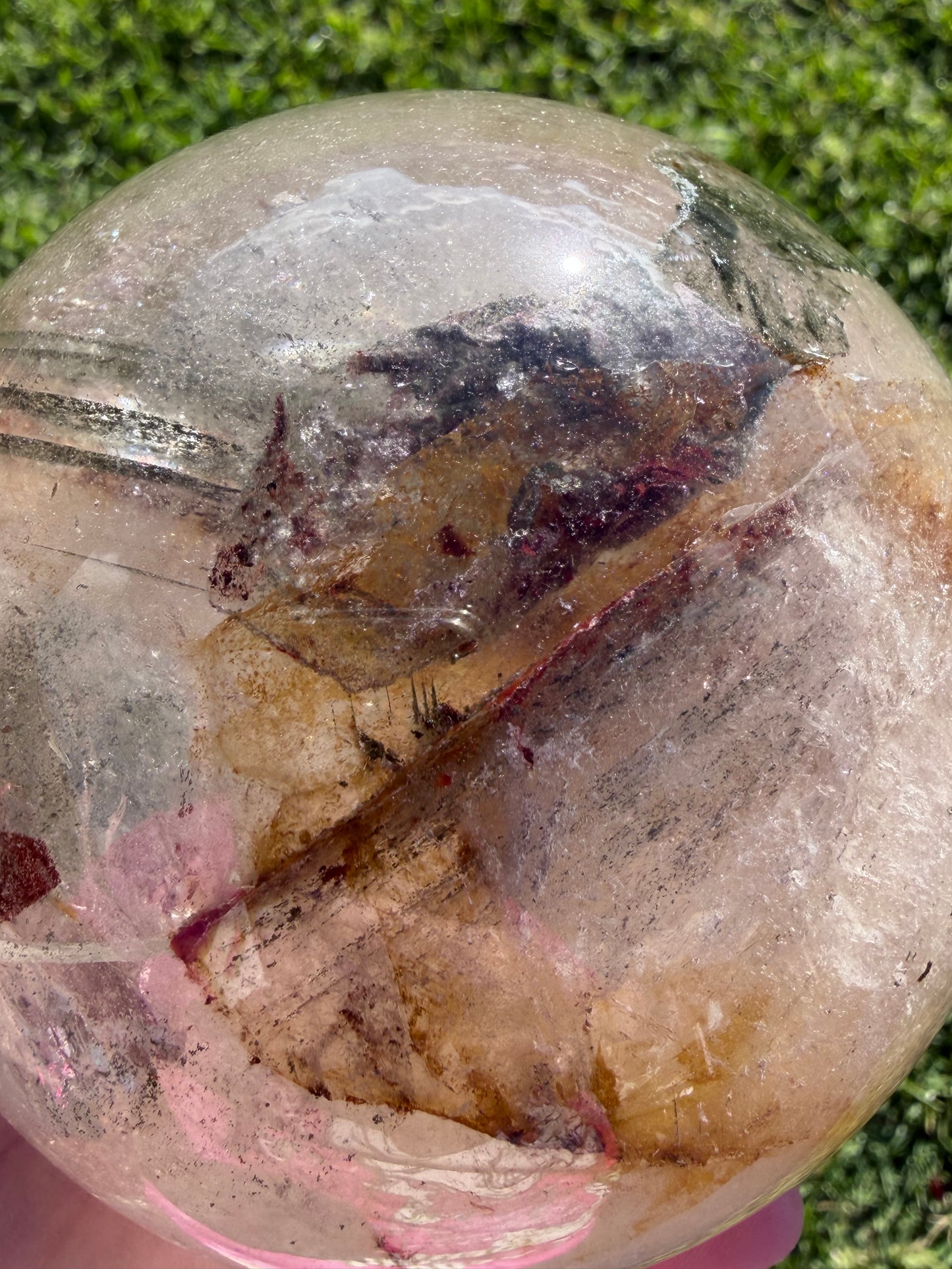 Large Garden Quartz (Lodolite) Sphere with Light Base – 11cm | 1.7kg