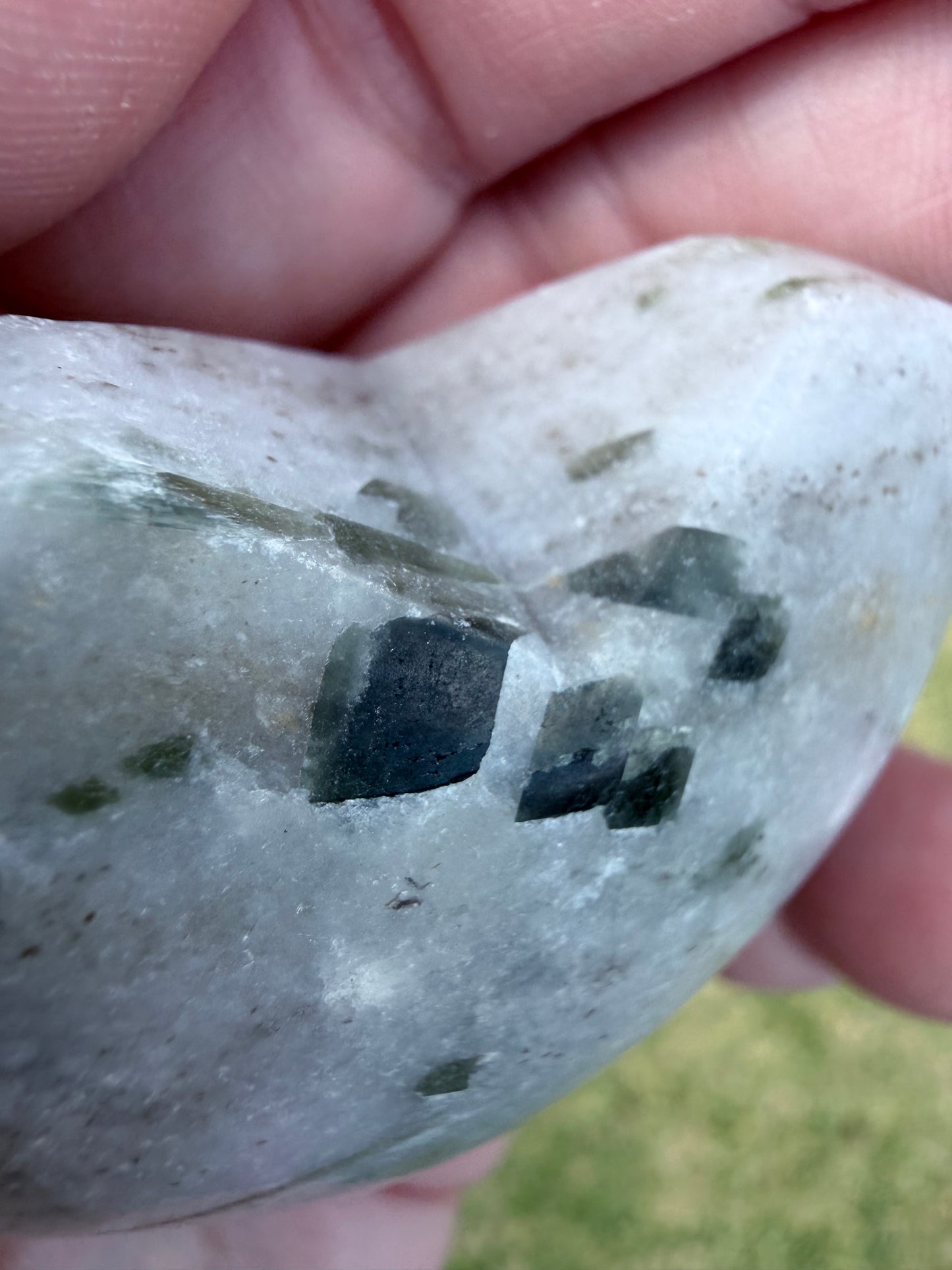Green Tourmaline in Quartz Heart