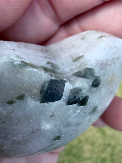 Green Tourmaline in Quartz Heart