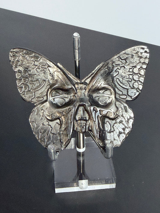 Silver Sheen Obsidian Death Moth Carving