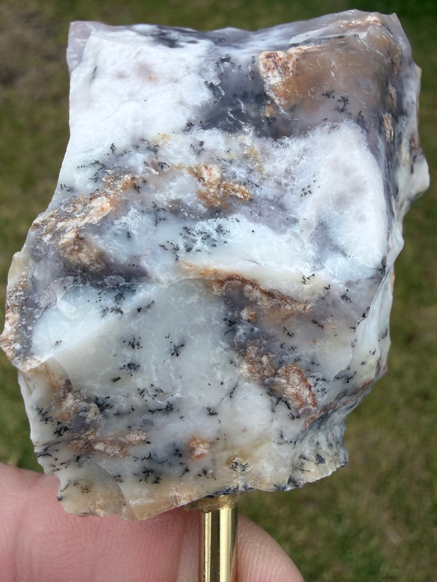 Dendritic Opal Slab on Stand (Merlinite-Style)