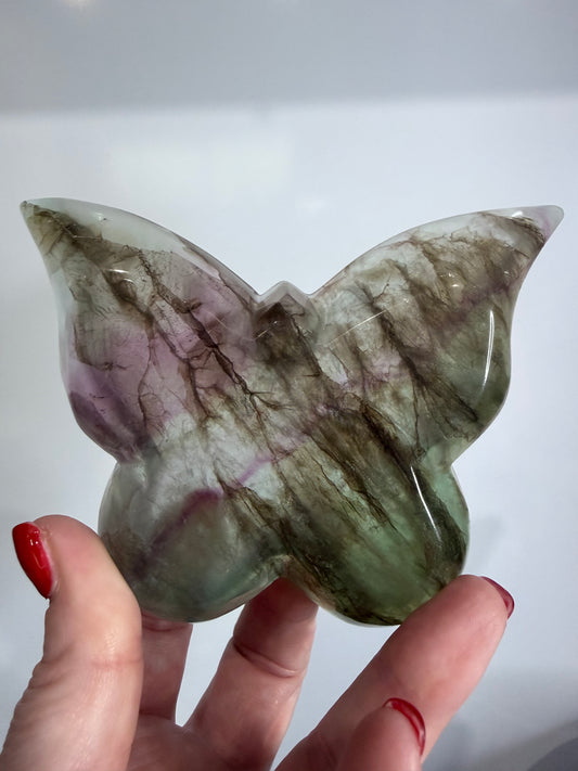 Dendritic Fluorite Butterfly Bowl – 338g