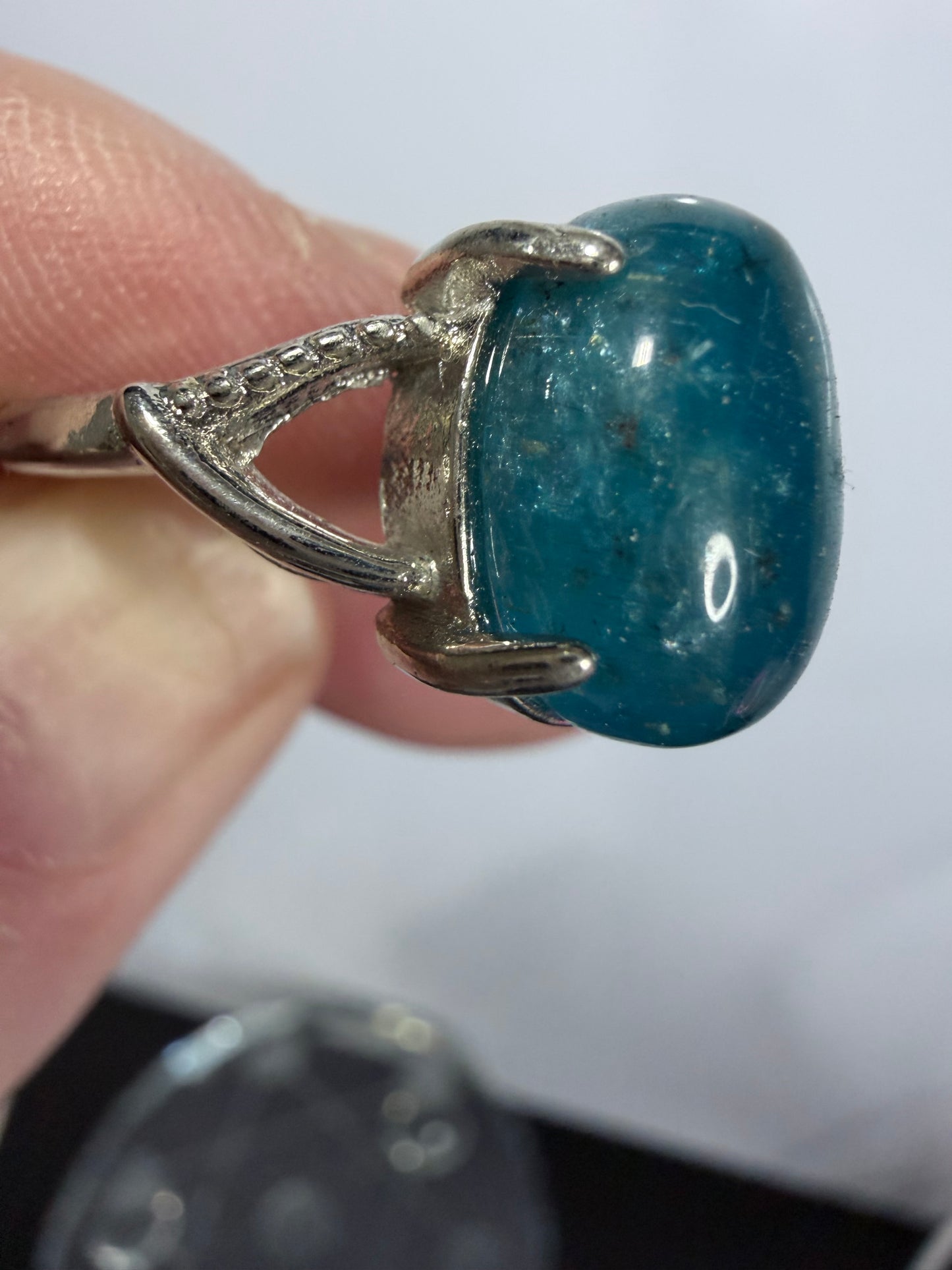 Natural Blue Apatite Adjustable Ring A