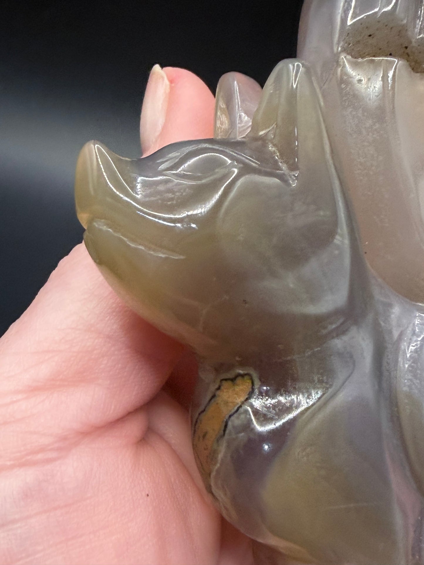 Nine-Tailed Fox Druzy Agate Carving