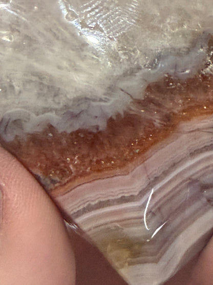 Amethyst & Banded Agate Heart 93g | 6.3 × 5.7 cm | Self-Standing G