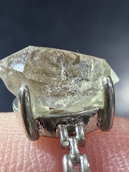 Natural Herkimer Diamond Quartz Ring | Double-Terminated Crystal D