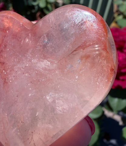 Fire Quartz Flat Heart (Hematoid Quartz) Heart – 5.6 cm | 106 g