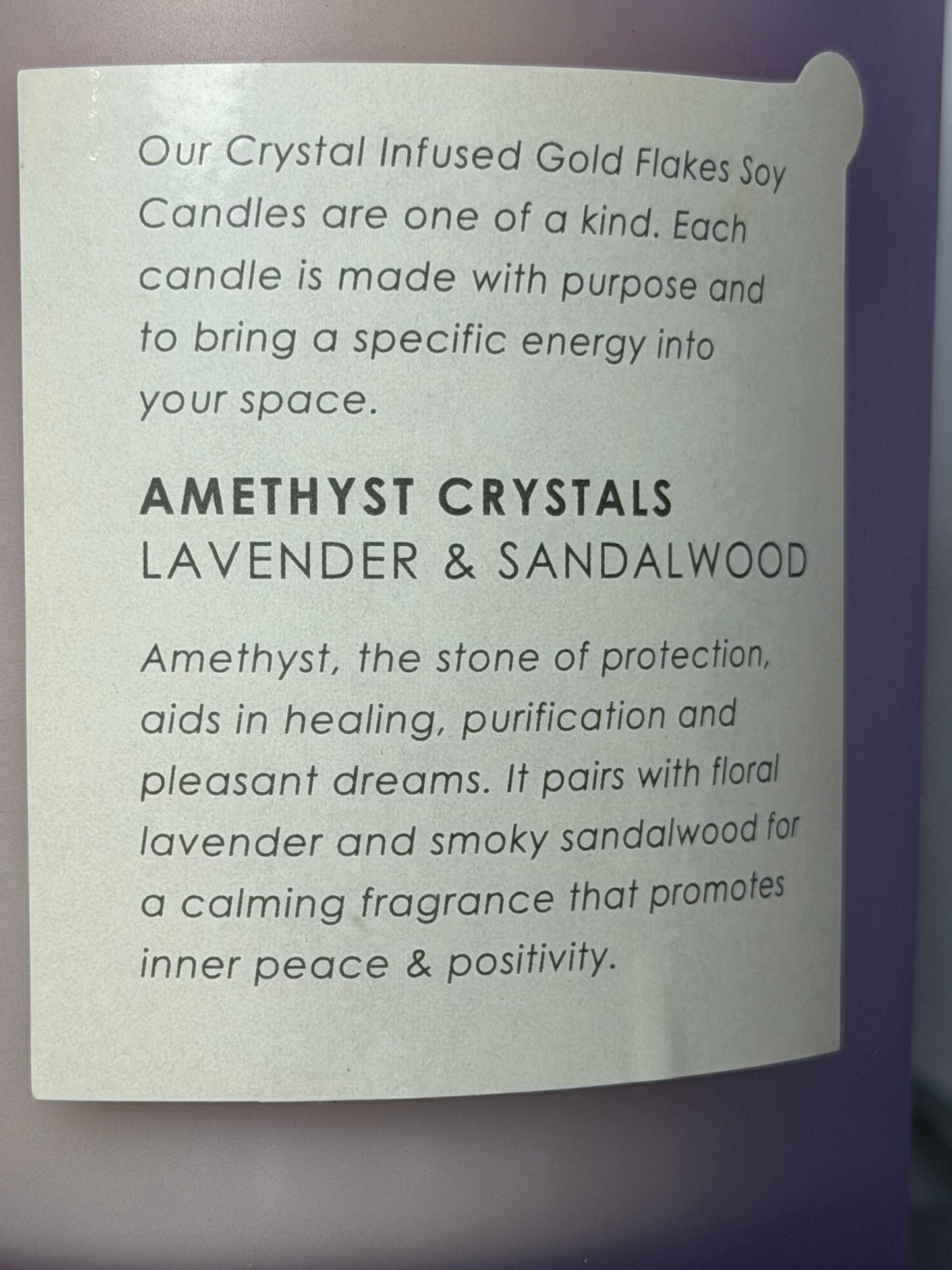 Crystal Infused Lavender & Sandalwood Soy Candle with Amethyst | 397g
