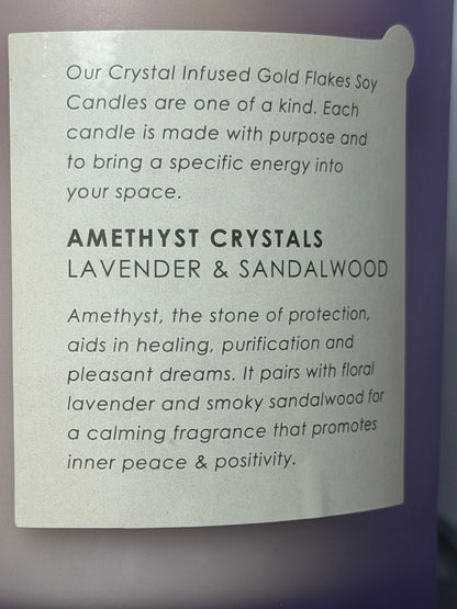 Crystal Infused Lavender & Sandalwood Soy Candle with Amethyst | 397g