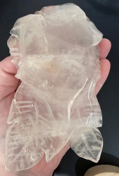 Rose Quartz Rose Carving with Light Base – 14.5 × 8.5 cm | 457g