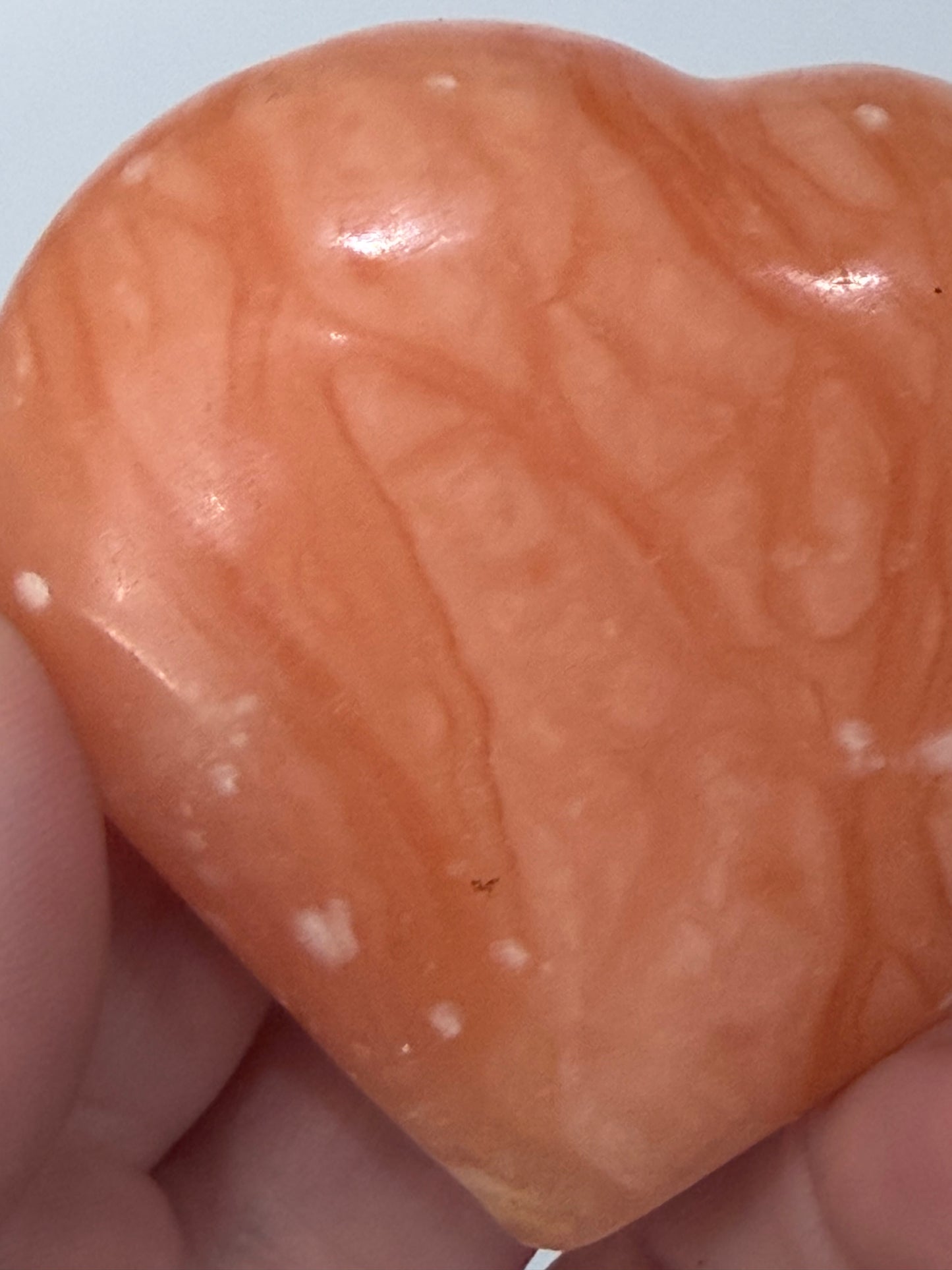 Orange Calcite Heart with Stand – 139g A 6.7cm