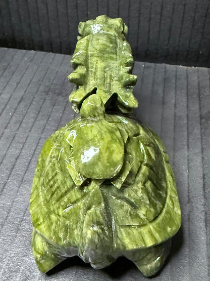 Serpentine Jade (New Jade) Turtle Dragon Carving (12 x 6.5cm | 400g)