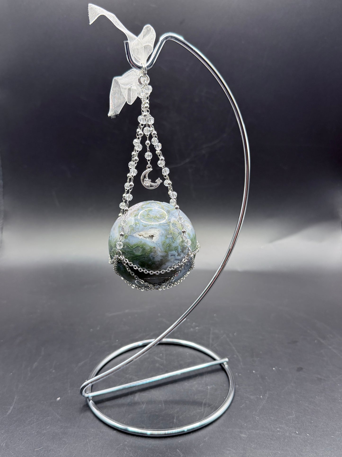 Hanging Sphere Display Stand Silver (Sphere not included)