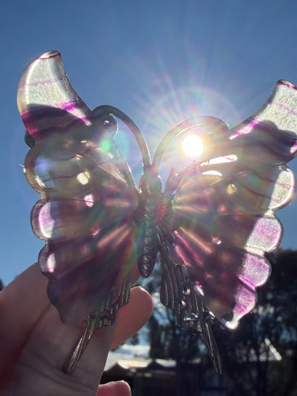 Rainbow Fluorite Butterfly on Metal Stand 7cm