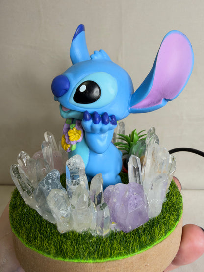 Stitch Crystal Garden USB Lamp – Approx. 11 cm Base