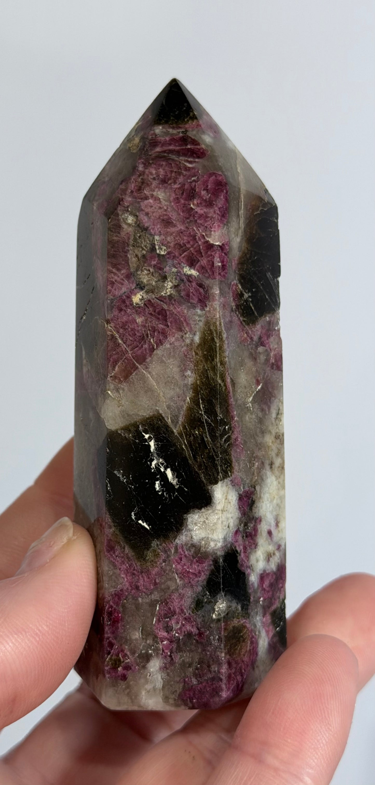 Pink Tourmaline in Quartz Crystal Tower – 9.2cm | 155g D