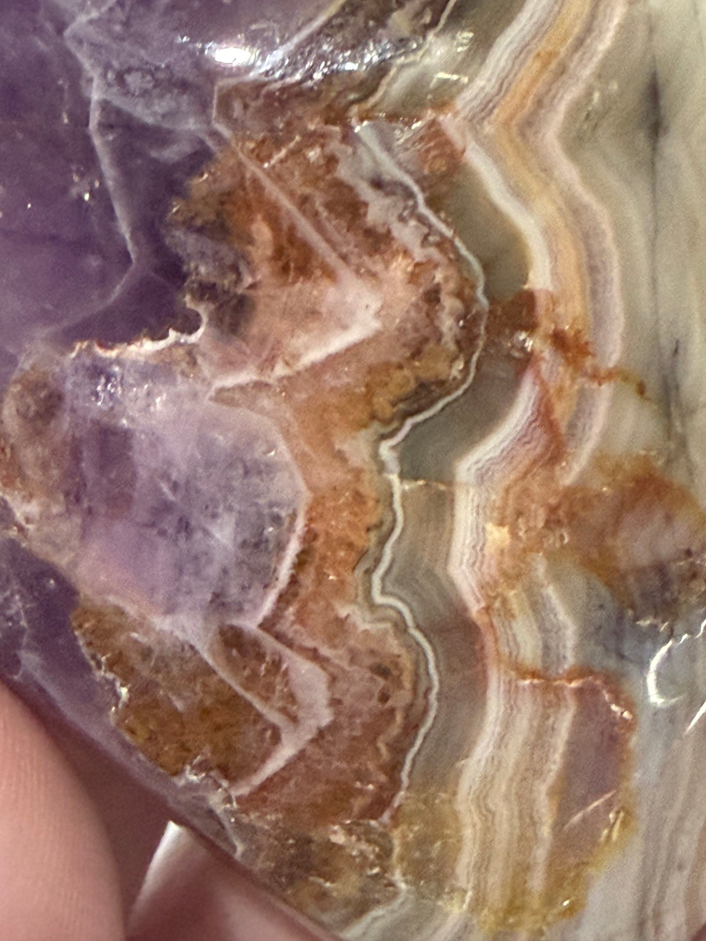 Amethyst & Banded Agate Heart with Acrylic Stand F