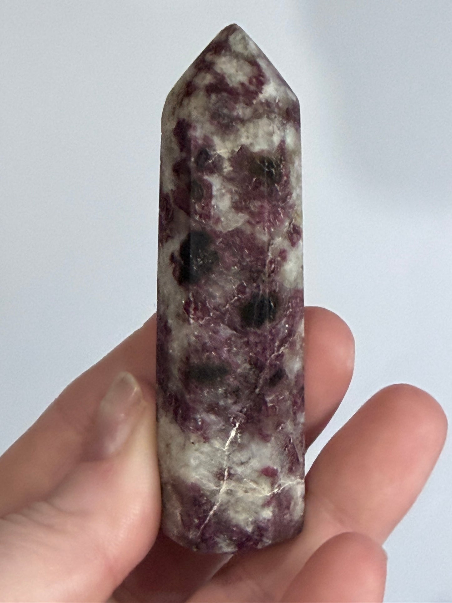 Pink Tourmaline in Quartz Crystal Tower – 8.2cm | 65g A