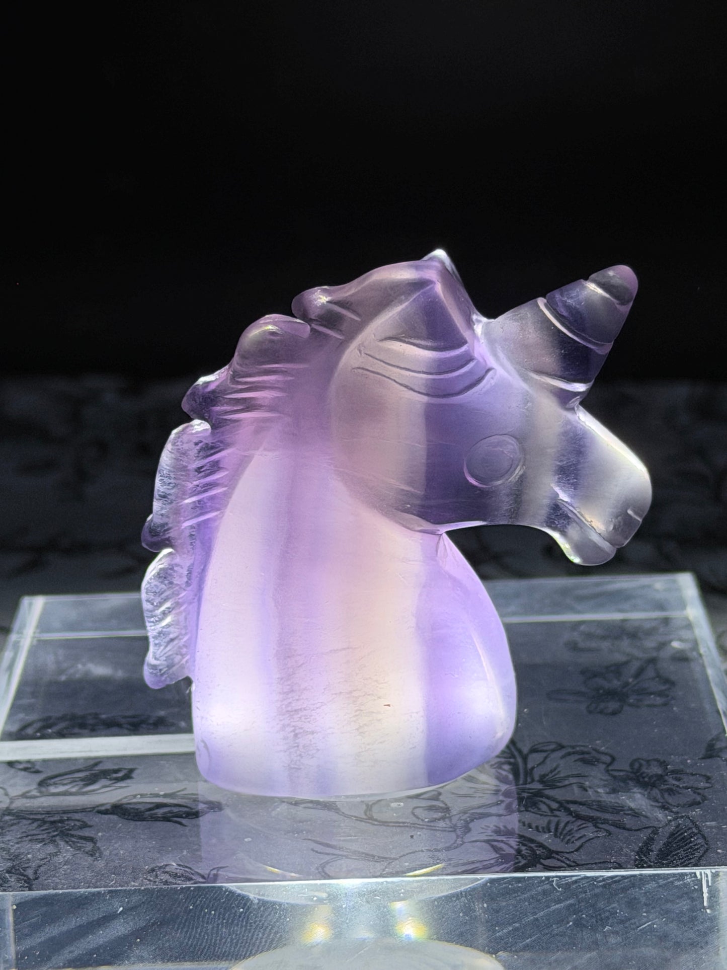 Fluorite Unicorn Head Carving — 110g | 6cm