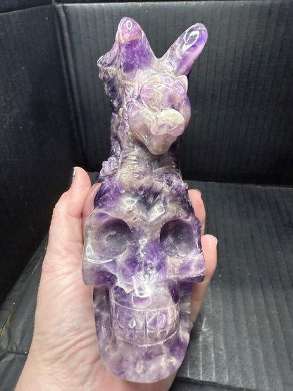 Amethyst Skull with Dragon