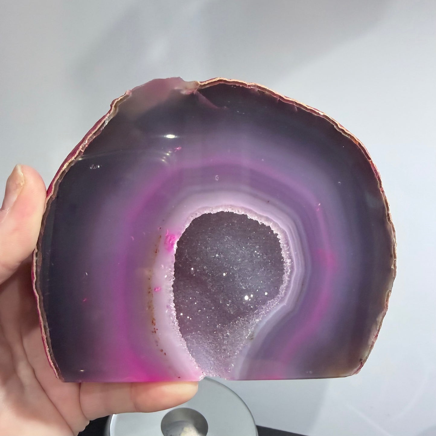 Pink Dyed Agate Geode Lamp – 1kg
