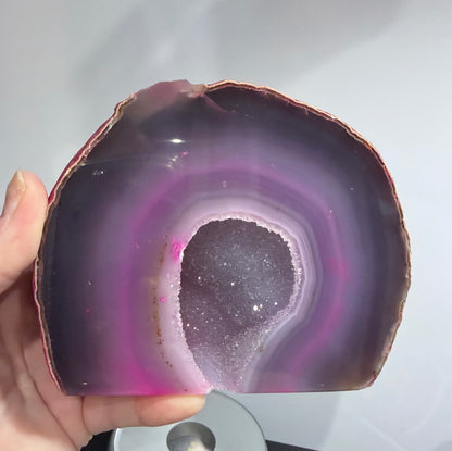 Pink Dyed Agate Geode Lamp – 1kg