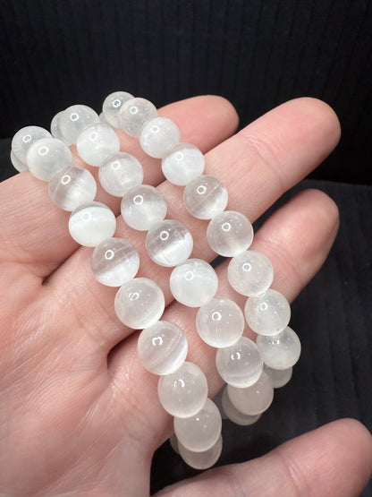 Selenite/Satin Spar Bracelet 8mm