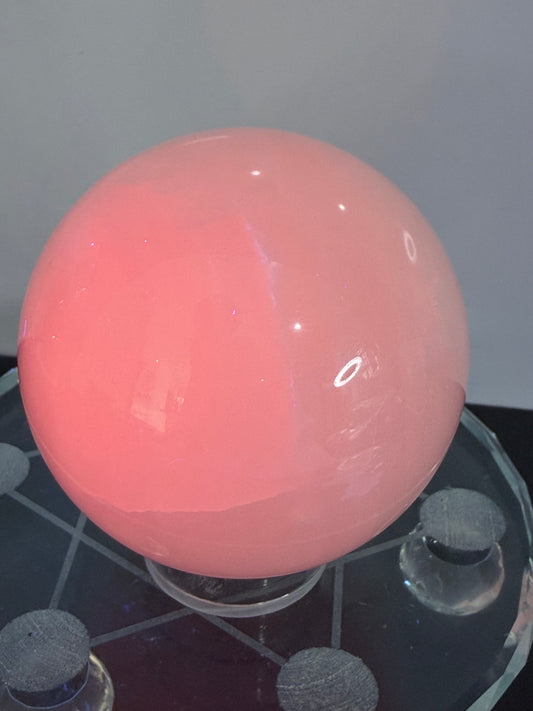 Pink Mangano Calcite Sphere – 431g | 6.7cm
