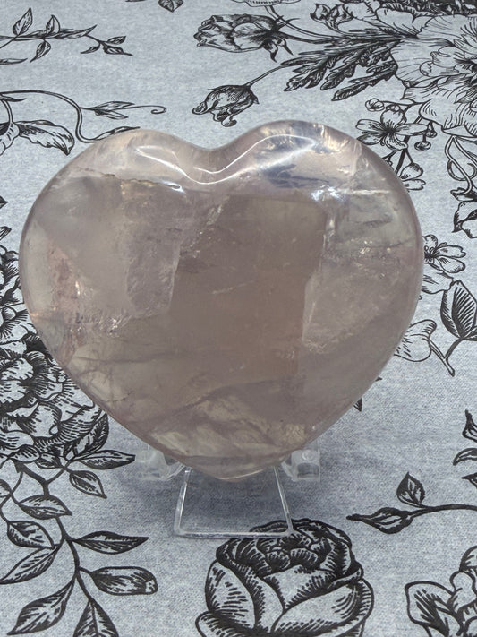 Super Gemmy Rose Quartz Heart – Love & Self Love (115g | 6.3 × 6cm)