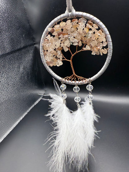 Garden Quartz & Rutile Quartz Tree of Life Dreamcatcher
