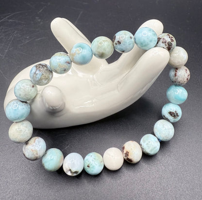 Rare Larimar 8mm Bracelet - Crystal wonderland By Lisa