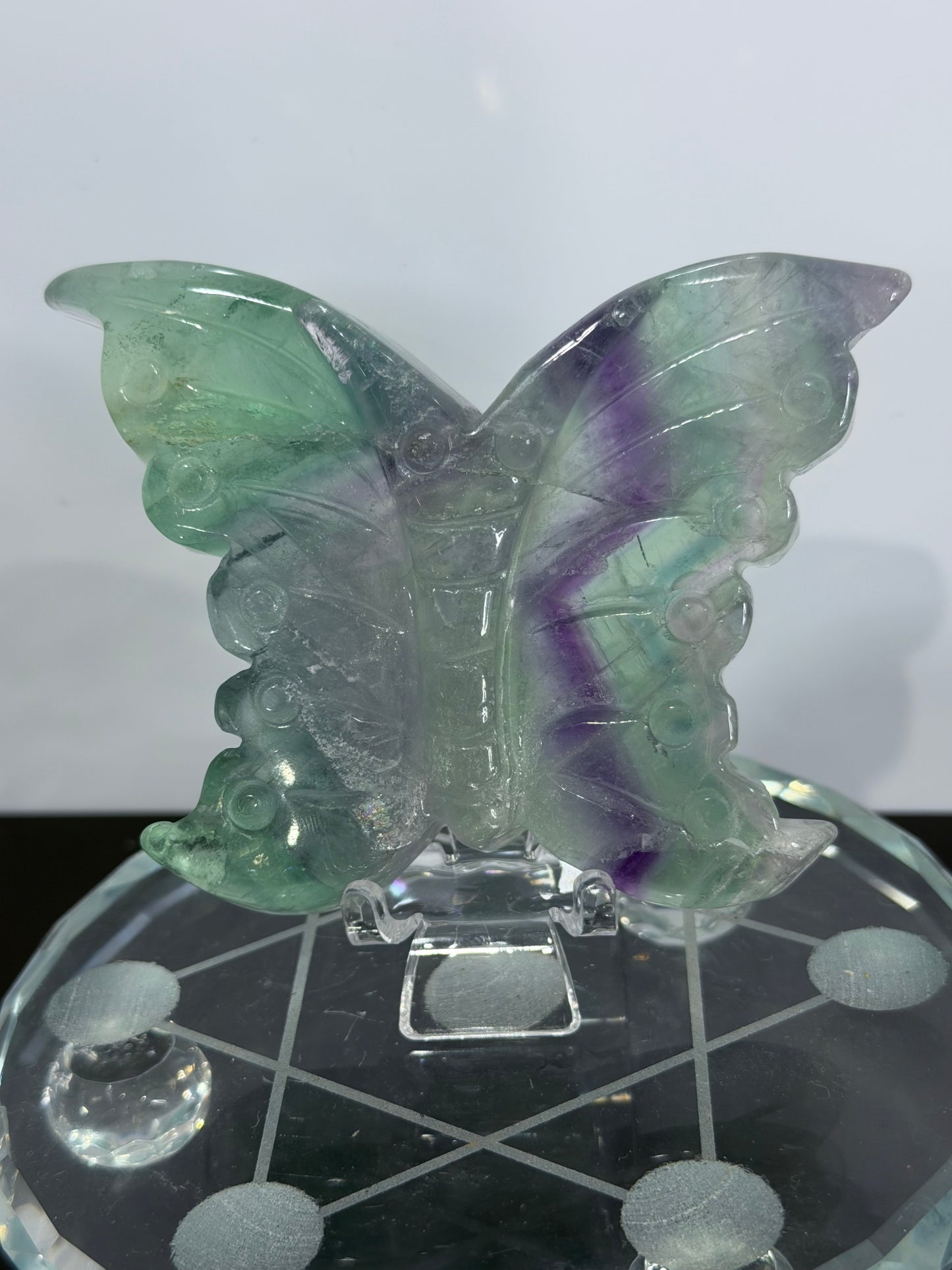 Rainbow Fluorite Butterfly Carving with Stand 7.3cm