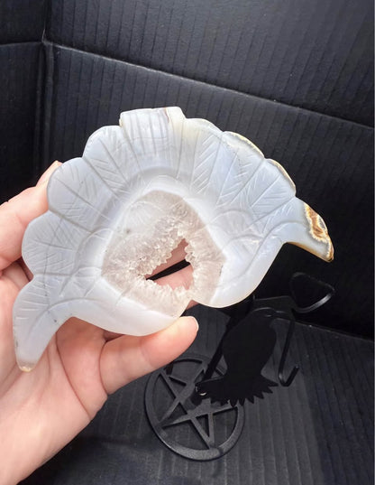 Druzy Agate Bird Wings On stand