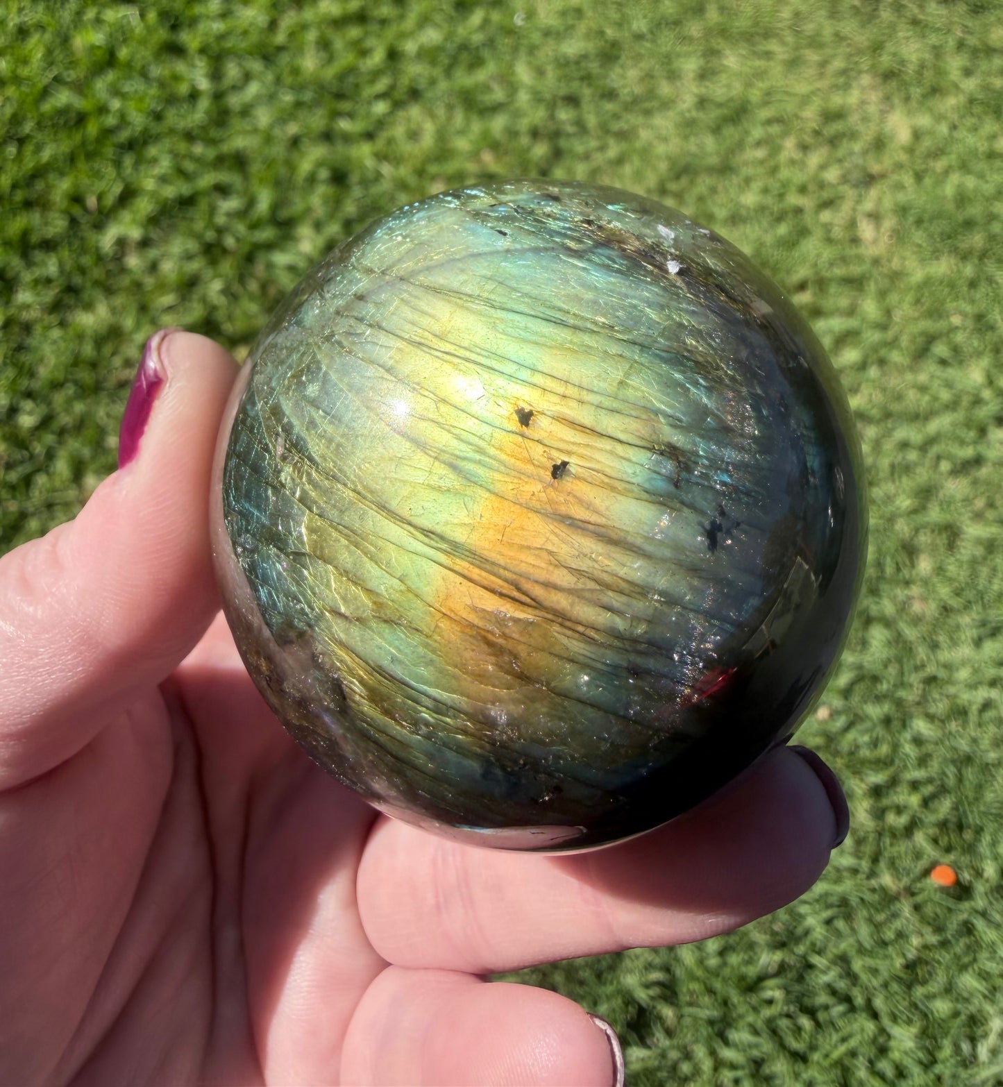 High Flash Labradorite Sphere 6.2cm