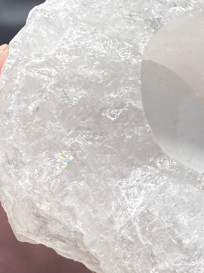 Clear Quartz Candle Holder