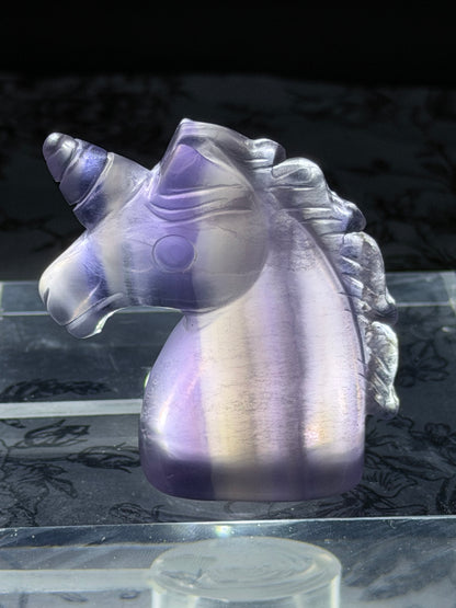 Fluorite Unicorn Head Carving — 110g | 6cm