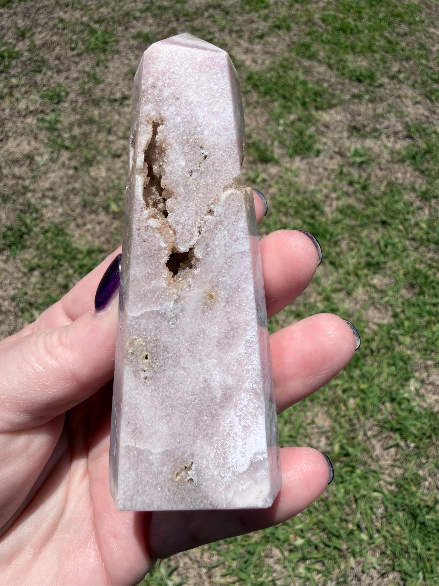 Flower Agate Druzy Tower 10.5 × 3.6 cm | 160 g