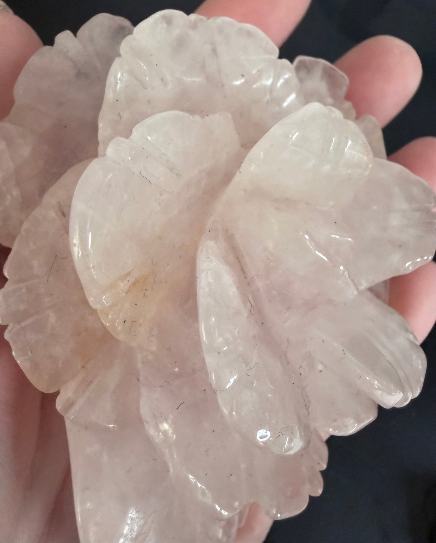 Rose Quartz Rose Carving with Light Base – 10 × 8 cm | 242g