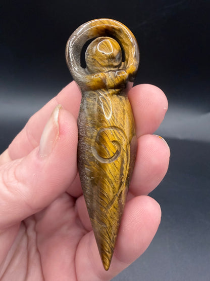 Tiger Eye Goddess Carving