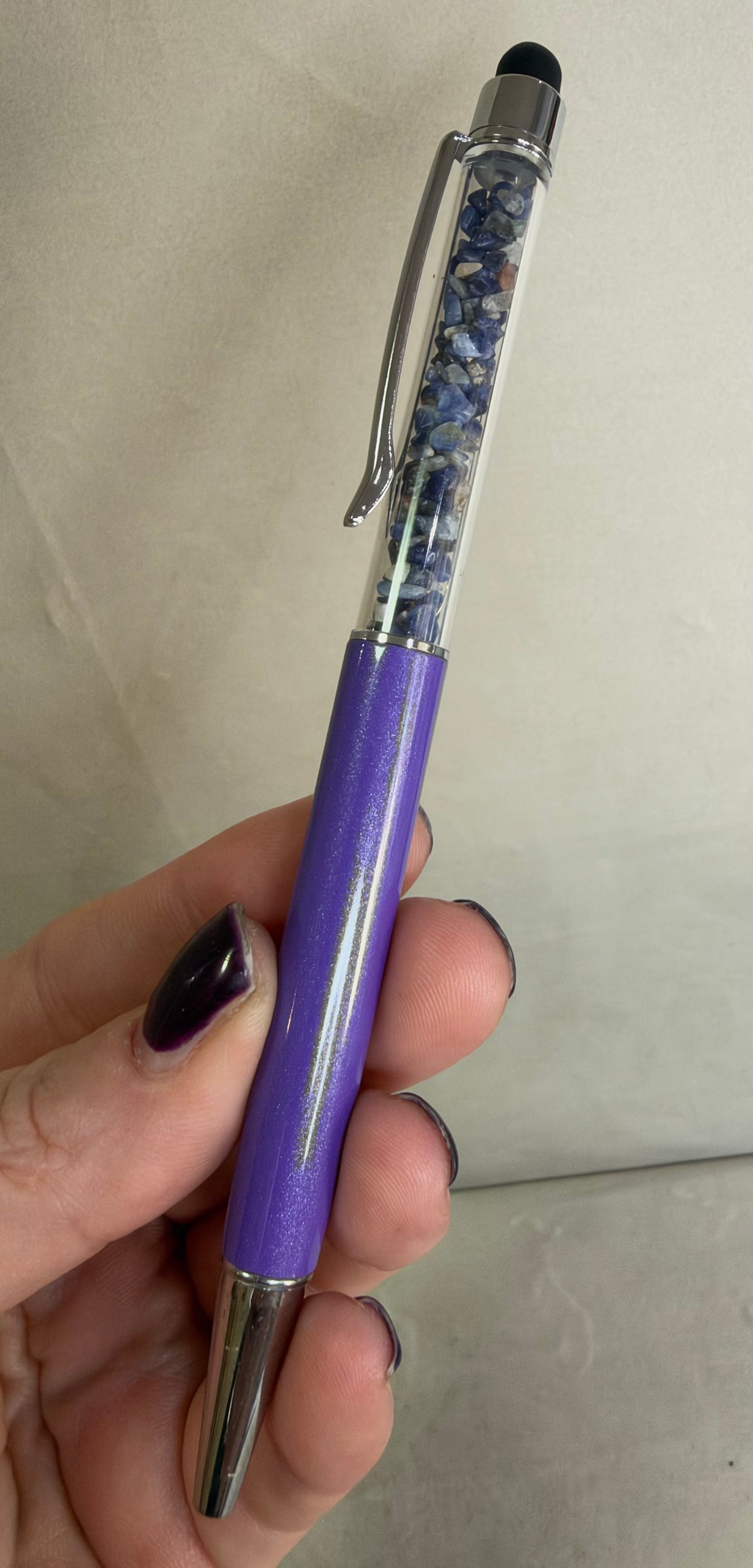 Crystal Chip Pen with Stylus – Assorted Crystals & Colours