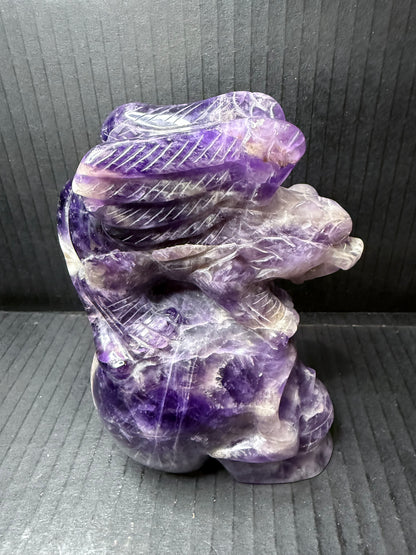 Amethyst Skull with Dragon