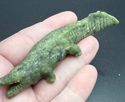 Serpentine Crocodile Carving
